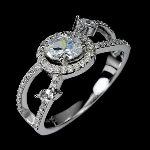 925 Sterling Silver Ring Oval Simulated Cz 6x4mm Gemstone Jewelry Size 7 - Picture 1 of 13