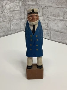 Vintage Hand Carved Wooden Sea Captain Sailor Nautical Figure 8” Blue Coat - Picture 1 of 7