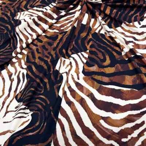 Spandex Fabric Brown Zebra Animal Print Stretch 60"wide by the Yard for Swimwear - Picture 1 of 6