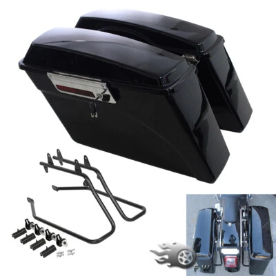 Черные жесткие седельные сумки с защелками конверсионный кронштейн для HARLEY DAVIDSON Softail - Изображение 1 из 4