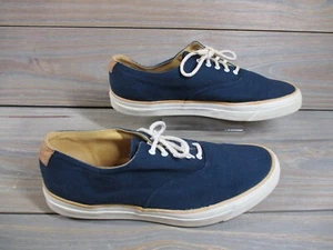 Bass Mens 10.5 M Shoes Boat Canvas Blue White Lace Up Casual Preppy EUC - Picture 1 of 14