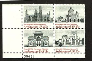 1980 U.S Commem 15c ARCHITECTURE Se-Tenant Plt Blk of 4 Sc#1838-41 M/NH/OG GEM! - Picture 1 of 1