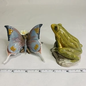 Lladro 6702 6703 Frog and Butterfly Porcelain Figurines 4" in Box - Picture 1 of 10