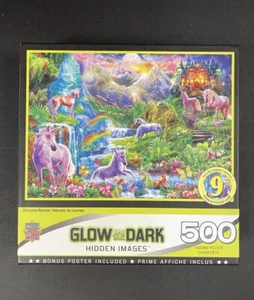 Master Pieces Glow In The Dark Hidden Images - Unicorns Retreat 500 Piece Puzzle - Picture 1 of 14