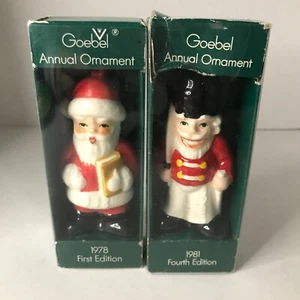 Goebel Christmas Ornaments Lot of 2 Porcelain Santa & Soldier Great Condition - Picture 1 of 6