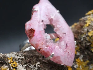 GOLDJUNGE69 GW ACHAT GEODE (beh) PINK/ROSA RING SILBER-RING (17,9) HANDMADE, NEU - Bild 1 von 3