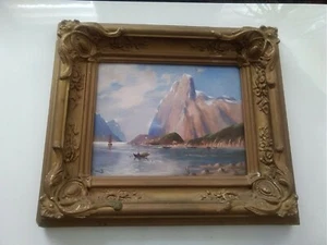 DACHBODENFUND,  Altes Bild Oel auf Holz, Rahmen  (Holz/ Stuck), handsigniert - Bild 1 von 10