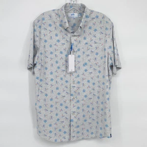 Southern Tide M Medium Mens Shrimp Short Sleeve Shirt Novelty Fishing - Picture 1 of 13