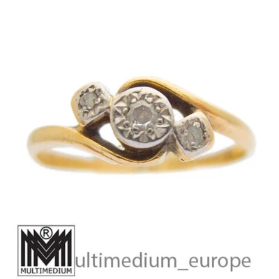 Antiker Jugendstil 750 Gold Platin Fingerring Diamanten 18ct ring diamonds GB - Bild 1 von 4