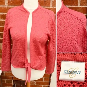 CLASSICS Size 16-18 Dark Peach Cardigan Thin Knit Holiday Excellent S8 - Picture 1 of 7