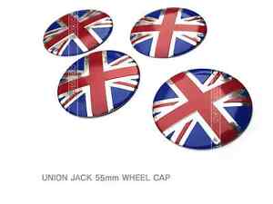 Set of 4 Wheel Center Caps HUB CAP UNION JACK FLAG 55mm For Mini Cooper