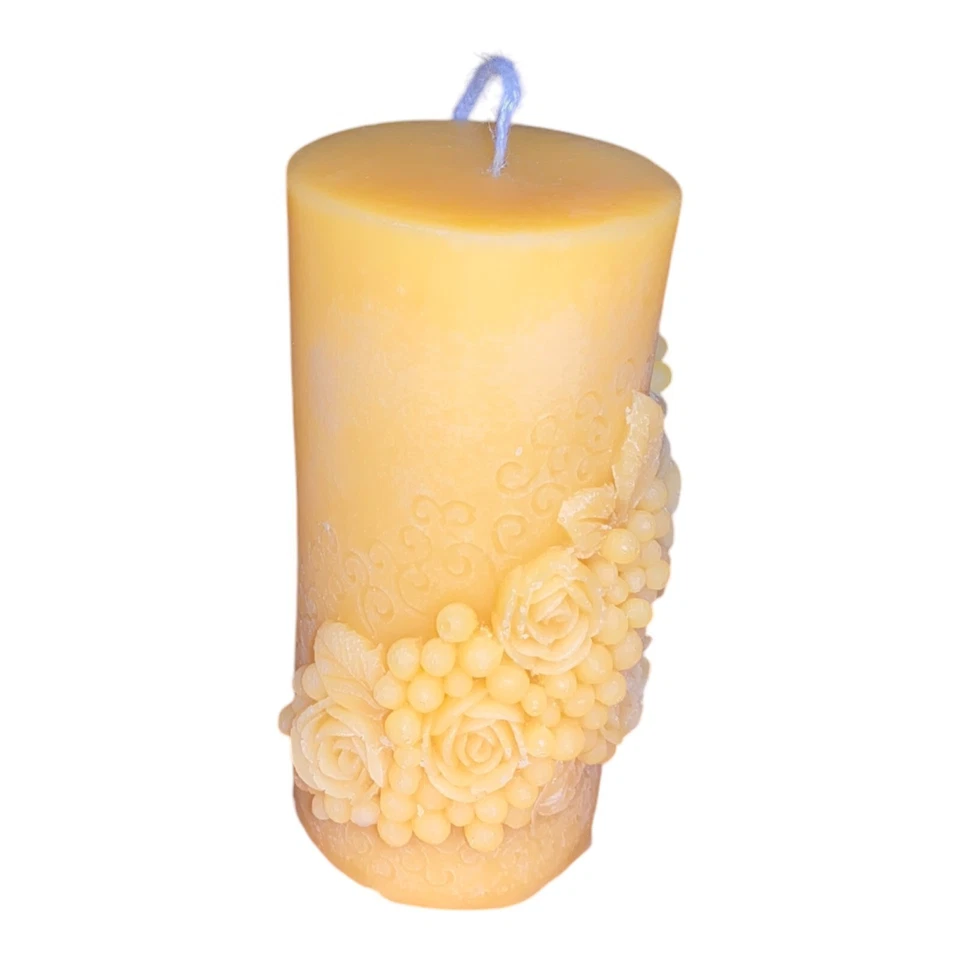 Pure Beeswax - Luxurious Rose Wreath Beeswax Pillar Candle - Image 1 of 1