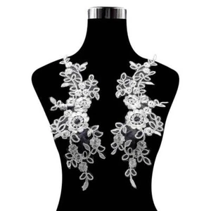 1Pair Lace Flower Embroidered Neckline Collar Trim Sew Patch Applique Corsage - Bild 1 von 5