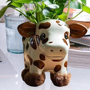 Highland Cow Resin Plant Pot Wall Planter Funny Planter Storage Containers - Picture 1 of 12