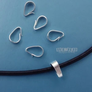 6 Solid Sterling Silver Snap On Pendant Bail Connectors ap. 9mm #33345 - Picture 1 of 2