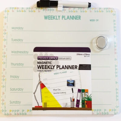 Magnetic Weekly Planner, Whiteboard Fridge Calendar, Memo Board Dry Wipe Planner - Image 1 of 4