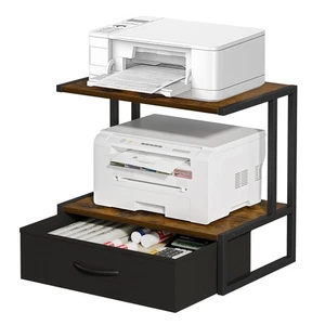 Printer Stand with Storage for Desk with Fabric Drawer Desktop Printer Stand ... - Picture 1 of 9