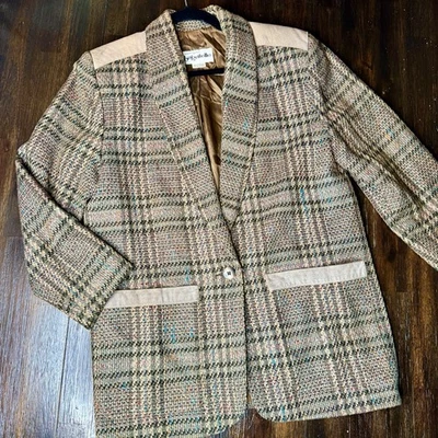 Blazer de Lana Margaret Godfrey Bagatelle Talla 10 Años 90 De Colección Dinero Antiguo Tweed Multicolor Foto 1 de 4