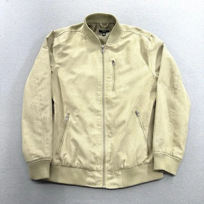 Chaqueta Bomber Alfani Imitación Gamuza Para Hombre M Beige Patrón Cremallera Completa Ligera Foto 1 de 4