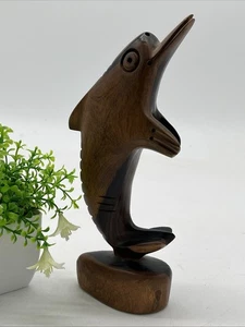 Vintage 2001 handgeschnitzter Holz Delfin Dominikanische Republik schwer 9" Figur Statue - Bild 1 von 4