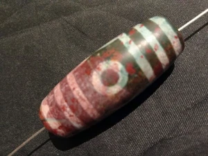 Good Quality Rare Tibetan Old Natural Agate Dzi *3Eyed* 19mmx45mm Bead HH050 - Picture 1 of 5