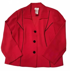 Koret Petite Plus Size Red Top Black Trim - Picture 1 of 4