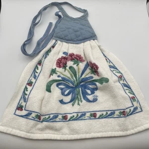Lenox Poppies on Blue Terry Kitchen Towel With Ties - Picture 1 of 11