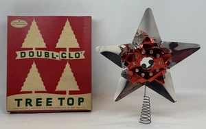 Vintage 50er Jahre Doppel-Glo Reflektor Christbaumspitze Metall Aluminium Stern orig Box - Bild 1 von 18
