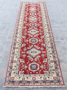 2'9 x 9'7 Hand knotted afghan tribal kazak wool runner rug, hallway runner rug - Picture 1 of 10