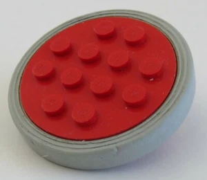 LEGO - Rad / Felge, rot mit 12 Noppen und Reifen, hellgrau, # 715c02 - Bild 1 von 2