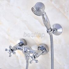 Chrome Brass Wall mounted Bathroom Hand Shower Mixer Tap Faucet Set sna767