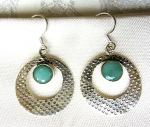 Genuine Emerald Earrings / 925 Sterling Silver / 1.5 inches long / 1.97ct 4.4g - Picture 1 of 3