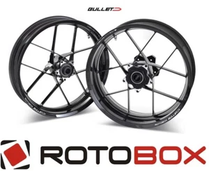 PAIR GLOSSY CARBON WHEELS ROTOBOX BULLET 17˝X3.5/6˝ SUZUKI HAYABUSA 2013> - Picture 1 of 6