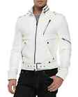 Real Soft Lambskin Motorcycle Leather Stylish Handmade WHITE Men's Jacket Biker
