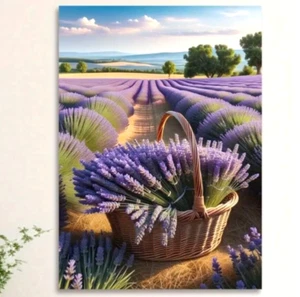 Art Canvas Stunning Purple Lavender Field Wall Art Print.  15 x 24 in - Picture 1 of 2