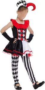 Era Spooky Girls Jester Outfit Dress, Pants, Gloves, Head piece MEDIUM - Picture 1 of 12