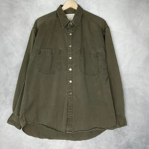 Vintage Gap Military Style Button Up Shirt Mens Large Army Green Distressed - Picture 1 of 23