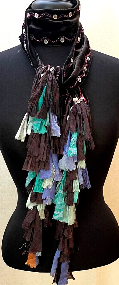 Chan Luu Long  Boho Scarf Velvet with Silk Shreds  YY827 - Image 1 of 4