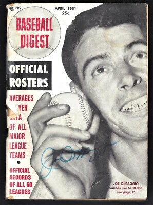 April 1951 Baseball Digest JOE DiMAGGIO (HOF) - AUTOGRAPHED! - Image 1 of 3