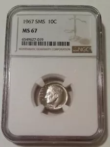 1967 Roosevelt Dime SMS MS67 NGC - Picture 1 of 2
