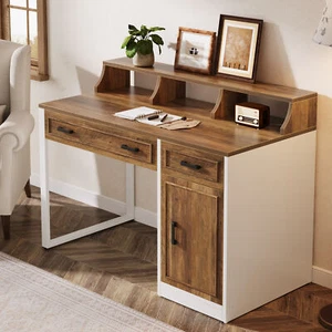 Tribesigns Computer Desk with Drawers & Hutch,Writing Table with Monitor Stand - Picture 1 of 10