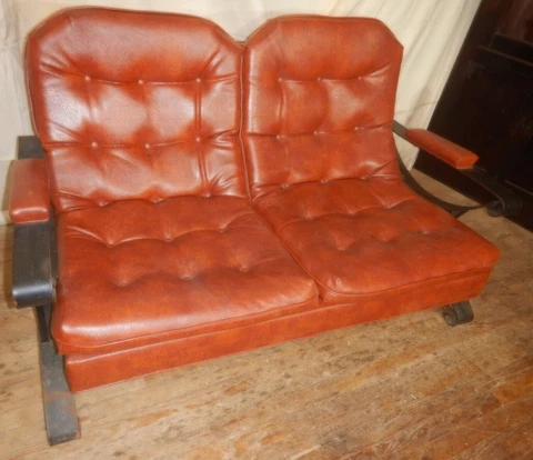 1960's Mid Century Modern LOVE SEAT Scoop Couch Iron Arms & Legs 2 seater Cover