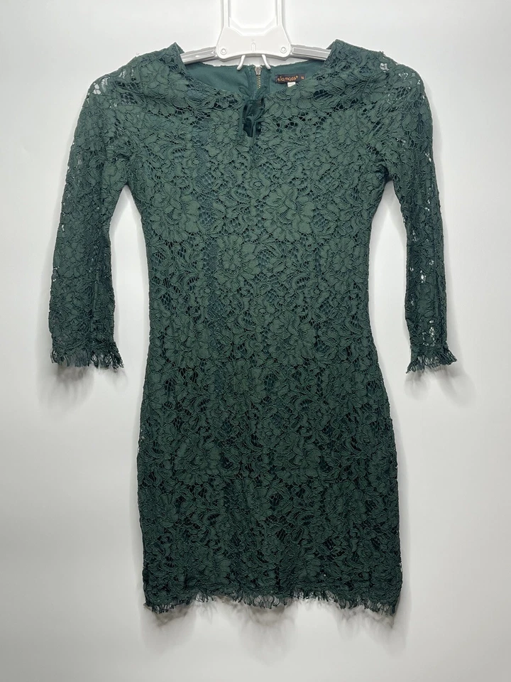 Vestido de fantasía Ella Moss verde encaje diseño floral cierre trasero con cremallera talla 14 Foto 1 de 4