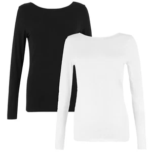 Scoop Neck Low Back Tops New Womens Cotton Rich T-Shirt Famous High Street Store - Picture 1 of 4