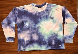 Almost Famous Distressed Tie Dye Crew Neck Sweater Size XL - Picture 1 of 3