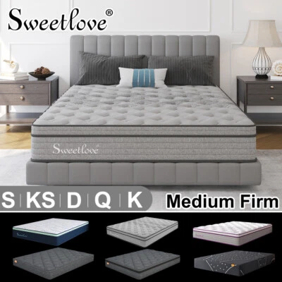 Sweetlove QUEEN DOUBLE KING SINGLE Bed Mattress EuroTop Spring/Foam Medium Firm - image 1 of 3