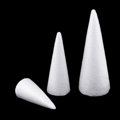 3x Cone Shape Foam Styrofoam Mixed for DIY Crafts Christmas Tree Decor - Image 1 of 4