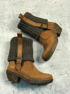 ART WOMEN SHOES BROWN SIZE 38 HEELED BOOTS - Picture 1 of 11