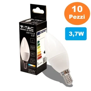 10 LAMPADINE LED E14 3,7W V-TAC LAMPADINA CANDELA OLIVA 320lm New - Foto 1 di 5