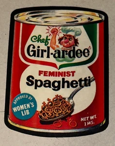 Wacky Packages Chef Girl Ar Dee Feminist Spaghetti Topps 1973 Used Sticker - Picture 1 of 2